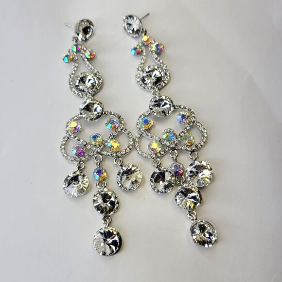 Crystal Chandelier Earrings Flamboyant Crystal Earrings Aurora Crystal Earrings - Picture 1 of 8